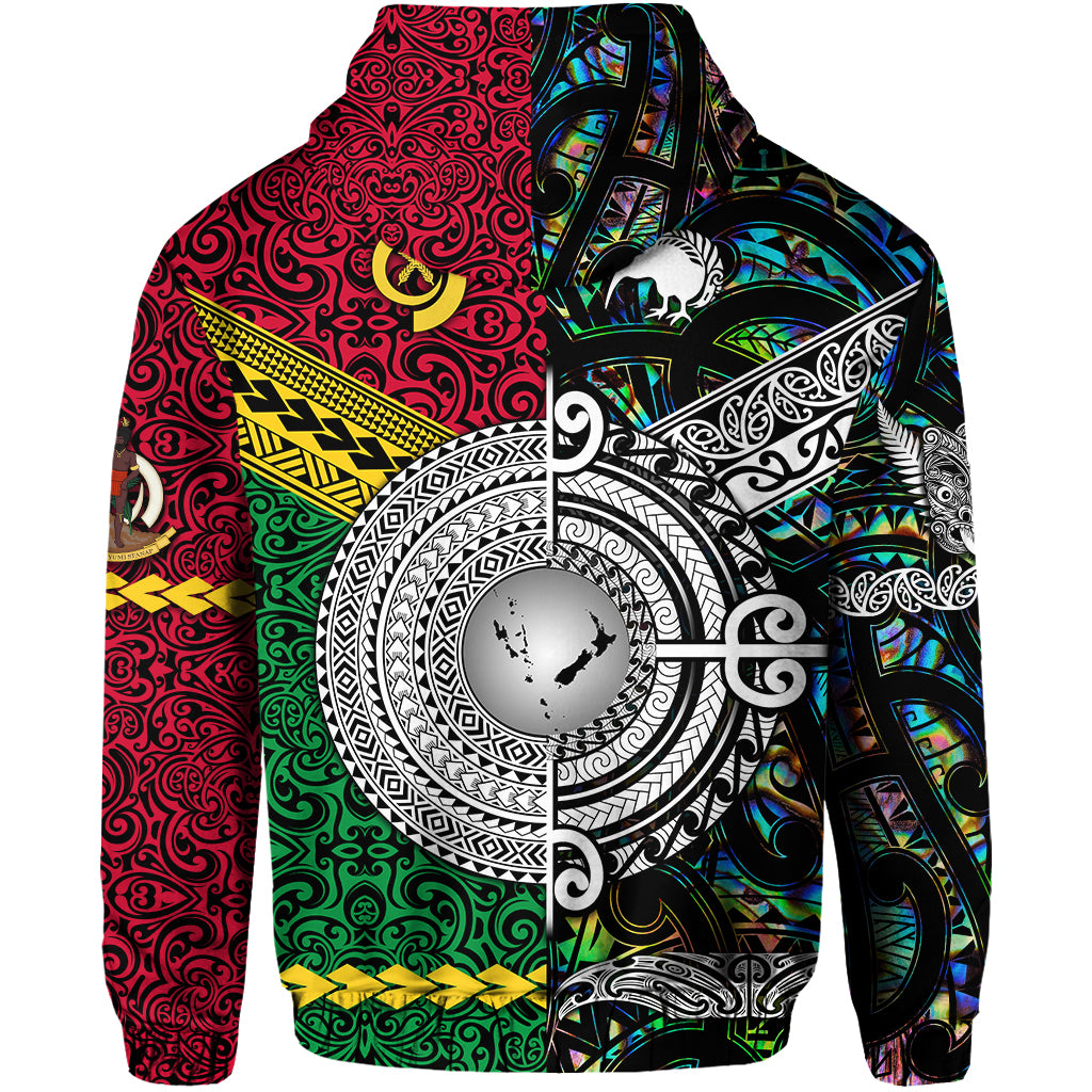 Vanuatu New Zealand Zip Hoodie Together Paua Shell LT8 - Polynesian Pride