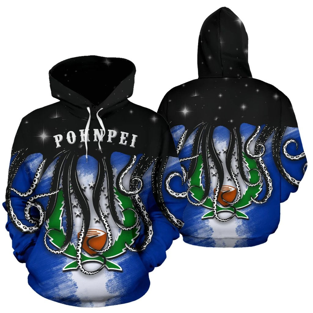 Pohnpei Hoodie Pohnpei Flag Octopus Style K9 Unisex White - Polynesian Pride