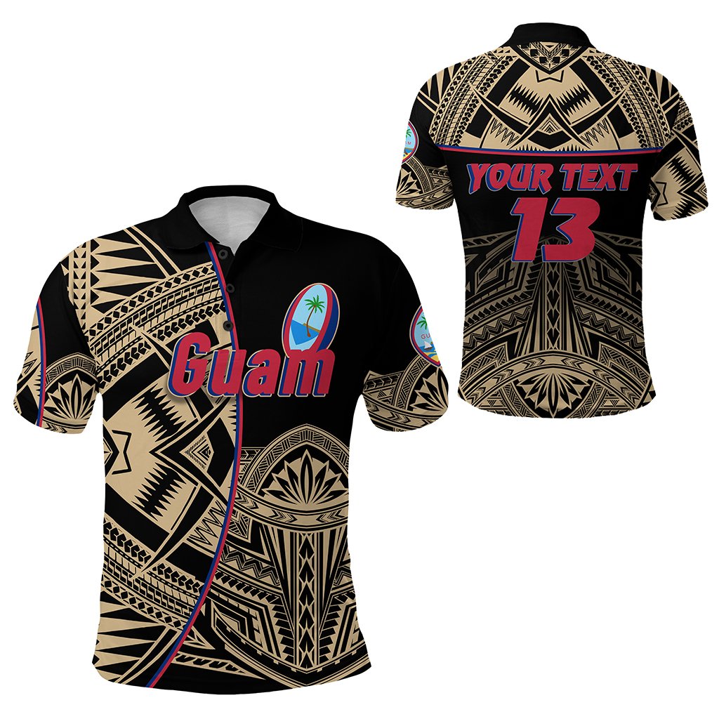 Custom Guam Rugby Polo Shirt Impressive Version Golden Custom Text and Number Unisex Golden - Polynesian Pride