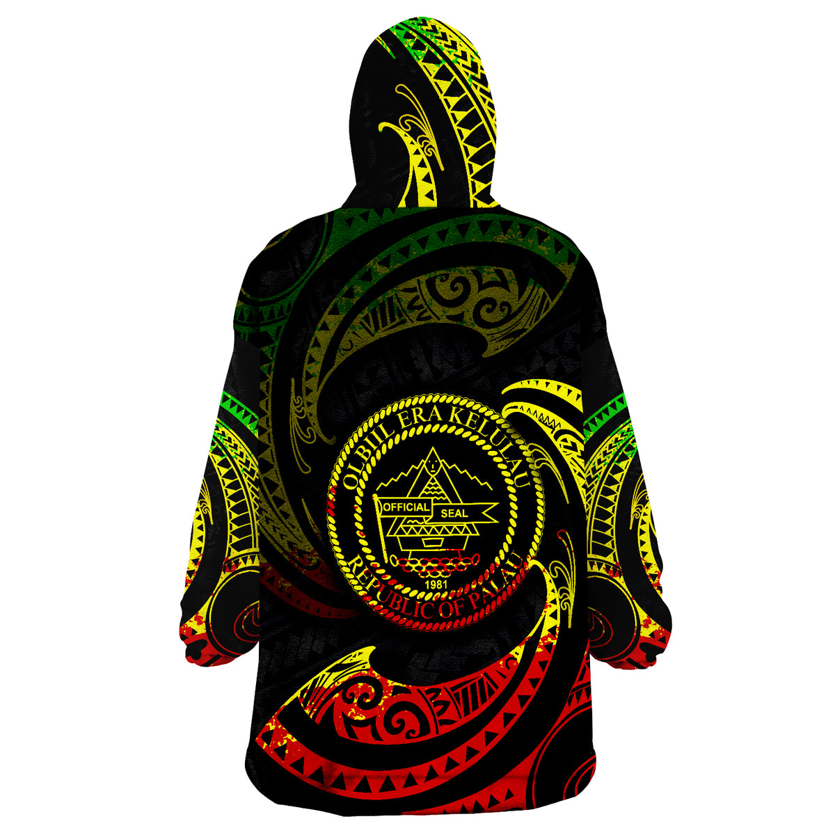 Palau Reggae Tribal Wave Wearable Blanket Hoodie LT9 - Polynesian Pride