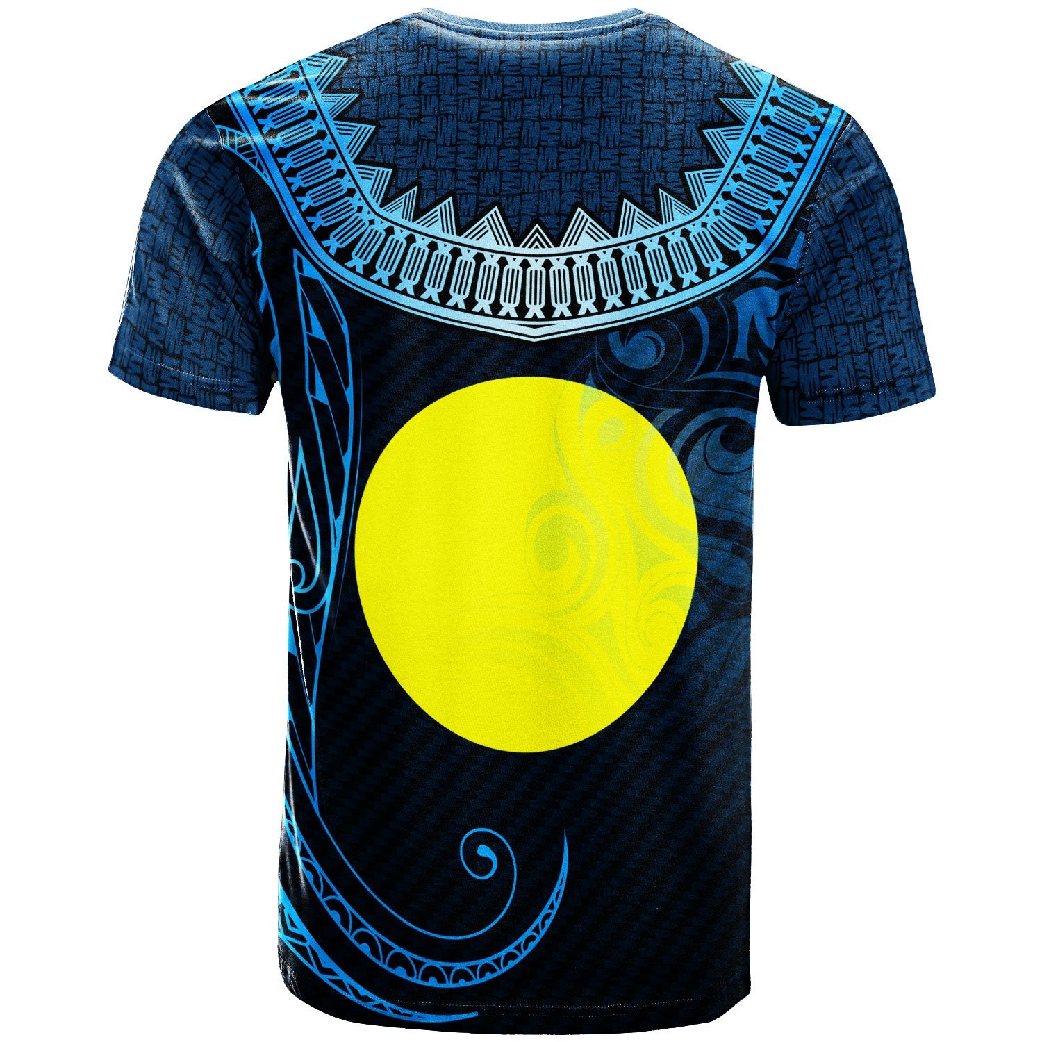 Palau Custom T Shirt Serrated Pattern Blue Color Unisex Black - Polynesian Pride