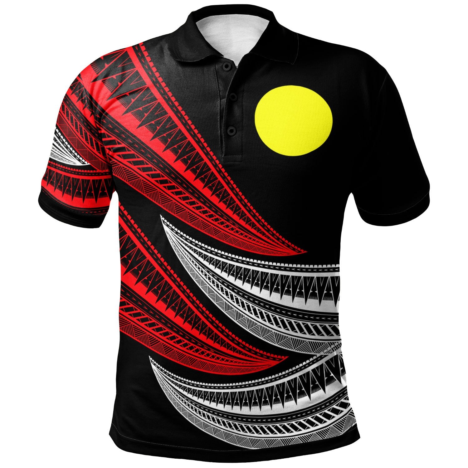 Palau Custom Polo Shirt Wave Pattern Alternating Red Color Unisex Red - Polynesian Pride