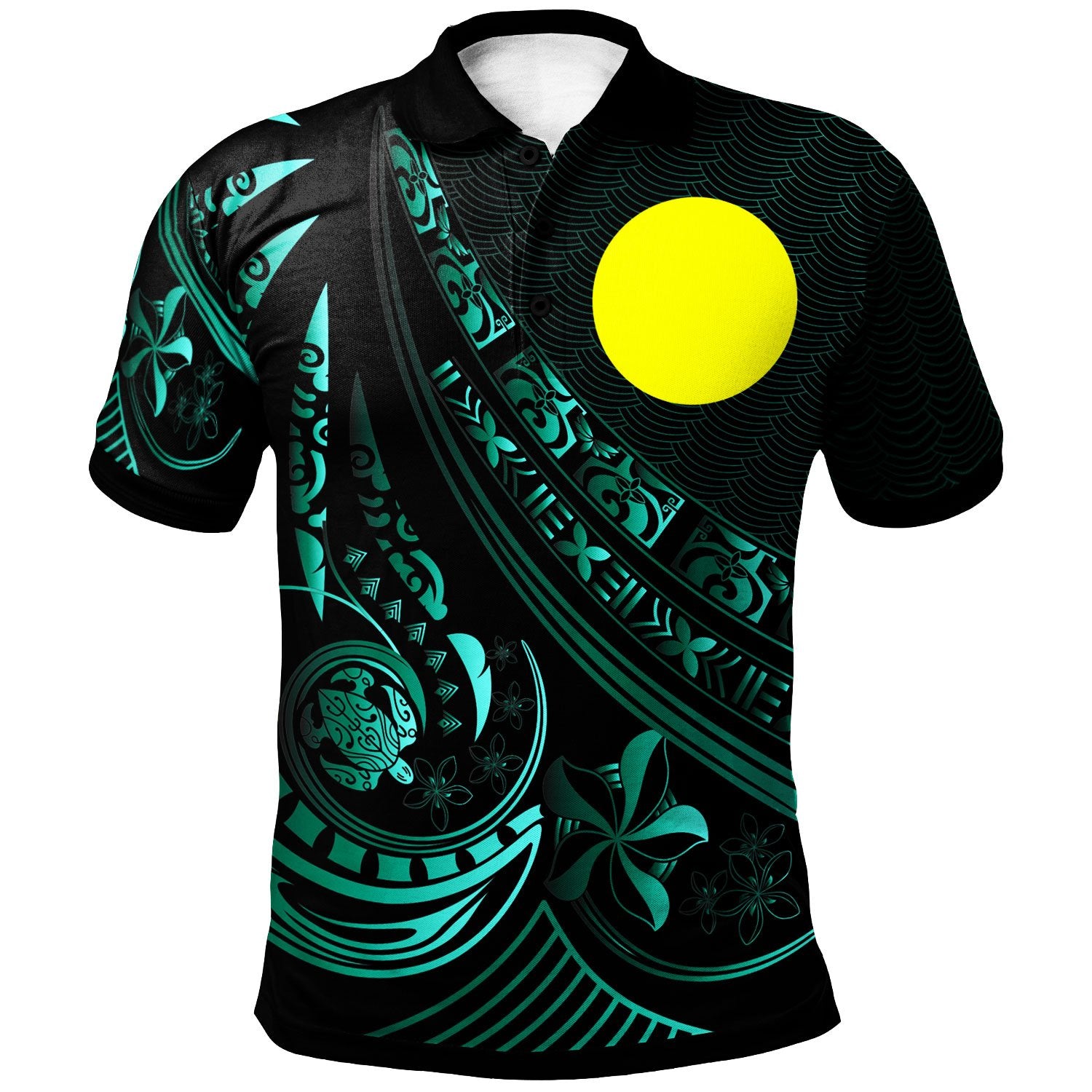 Palau Polo Shirt The Flow Of The Ocean Green Unisex Green - Polynesian Pride