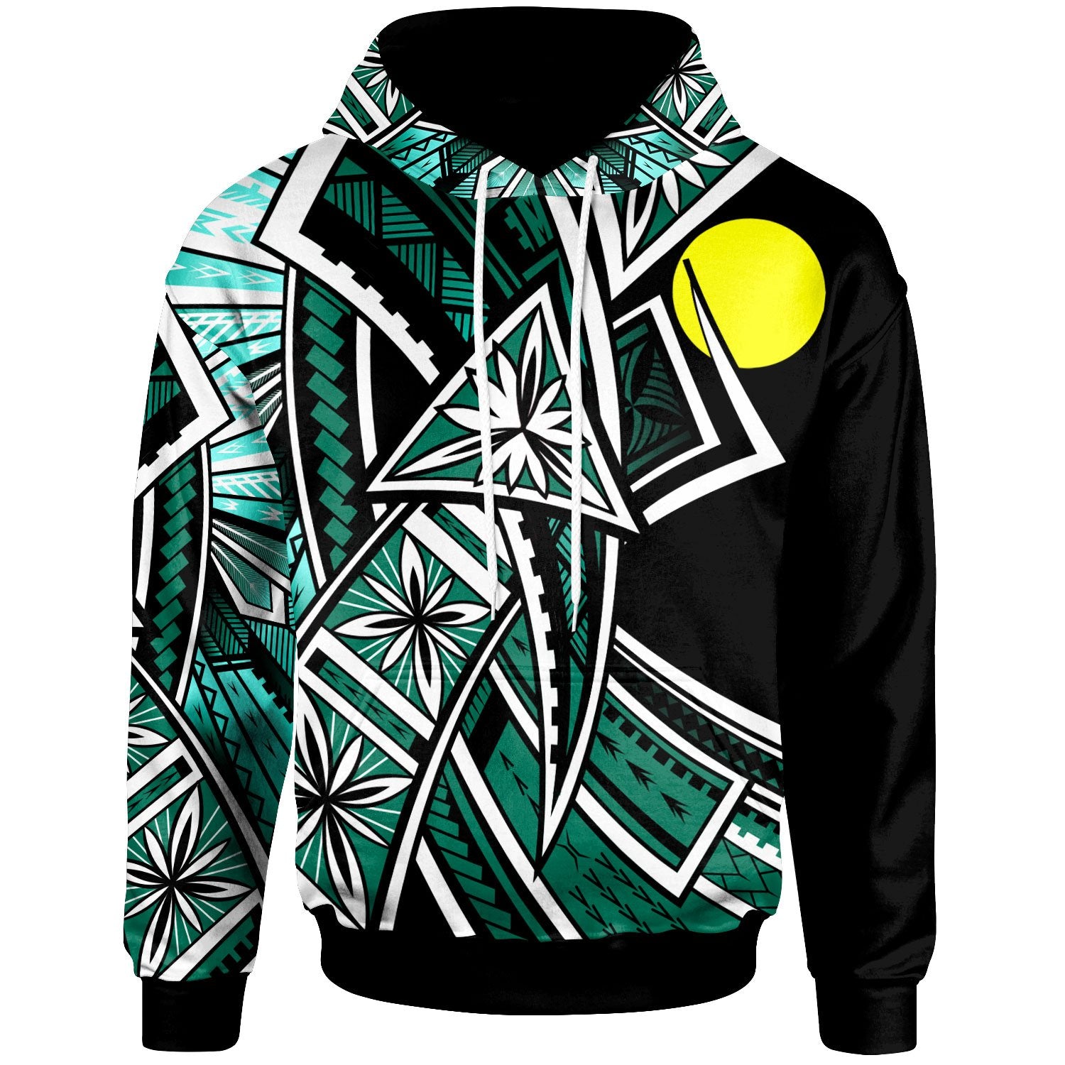 Palau Hoodie Tribal Flower Special Pattern Green Color Unisex Green - Polynesian Pride