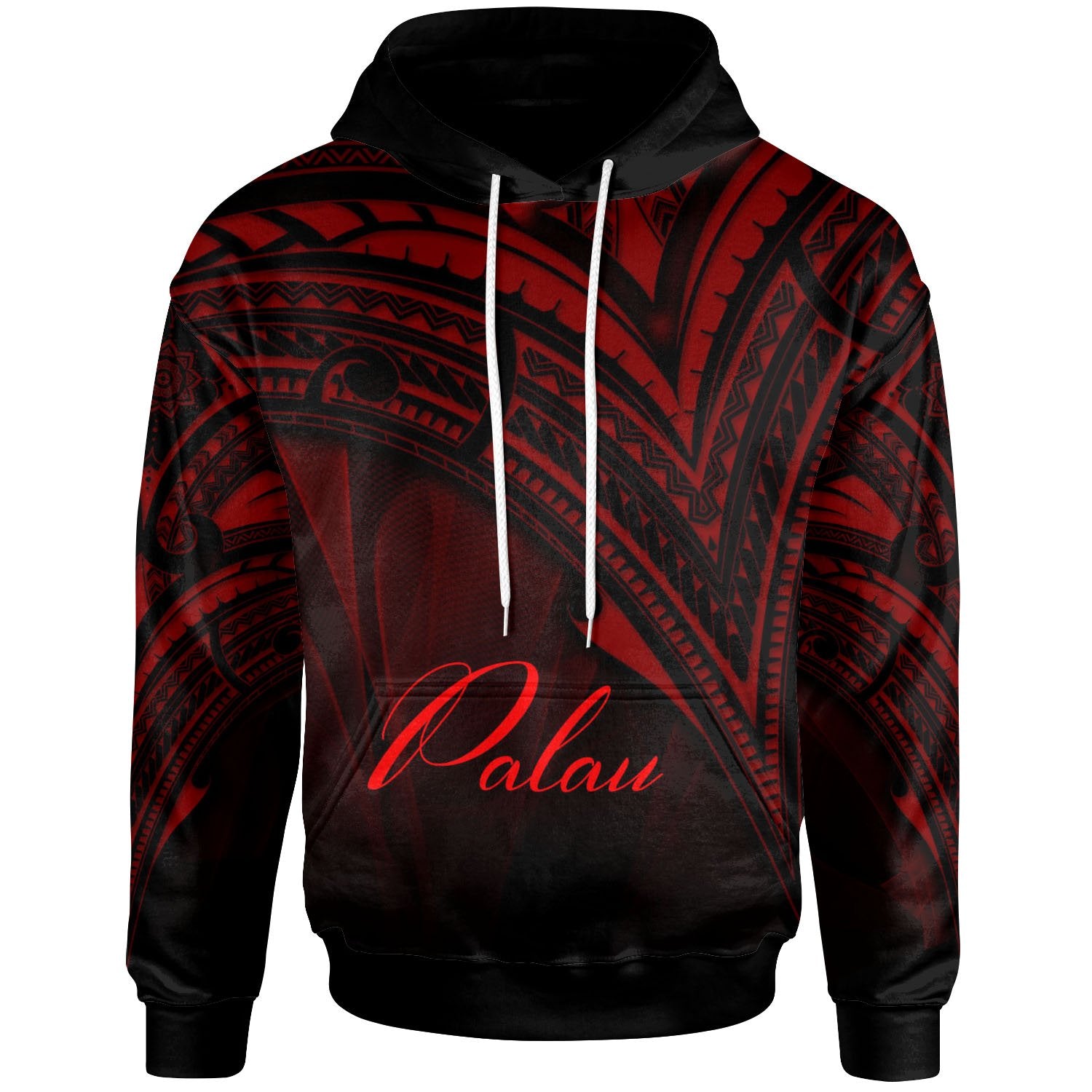 Palau Hoodie Red Color Cross Style Unisex Black - Polynesian Pride