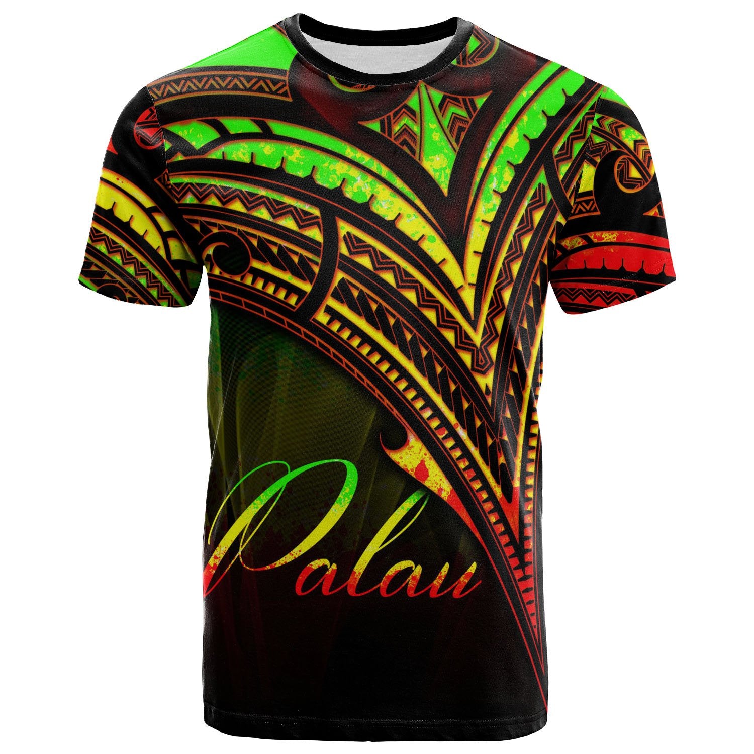 Palau T Shirt Reggae Color Cross Style Unisex Black - Polynesian Pride