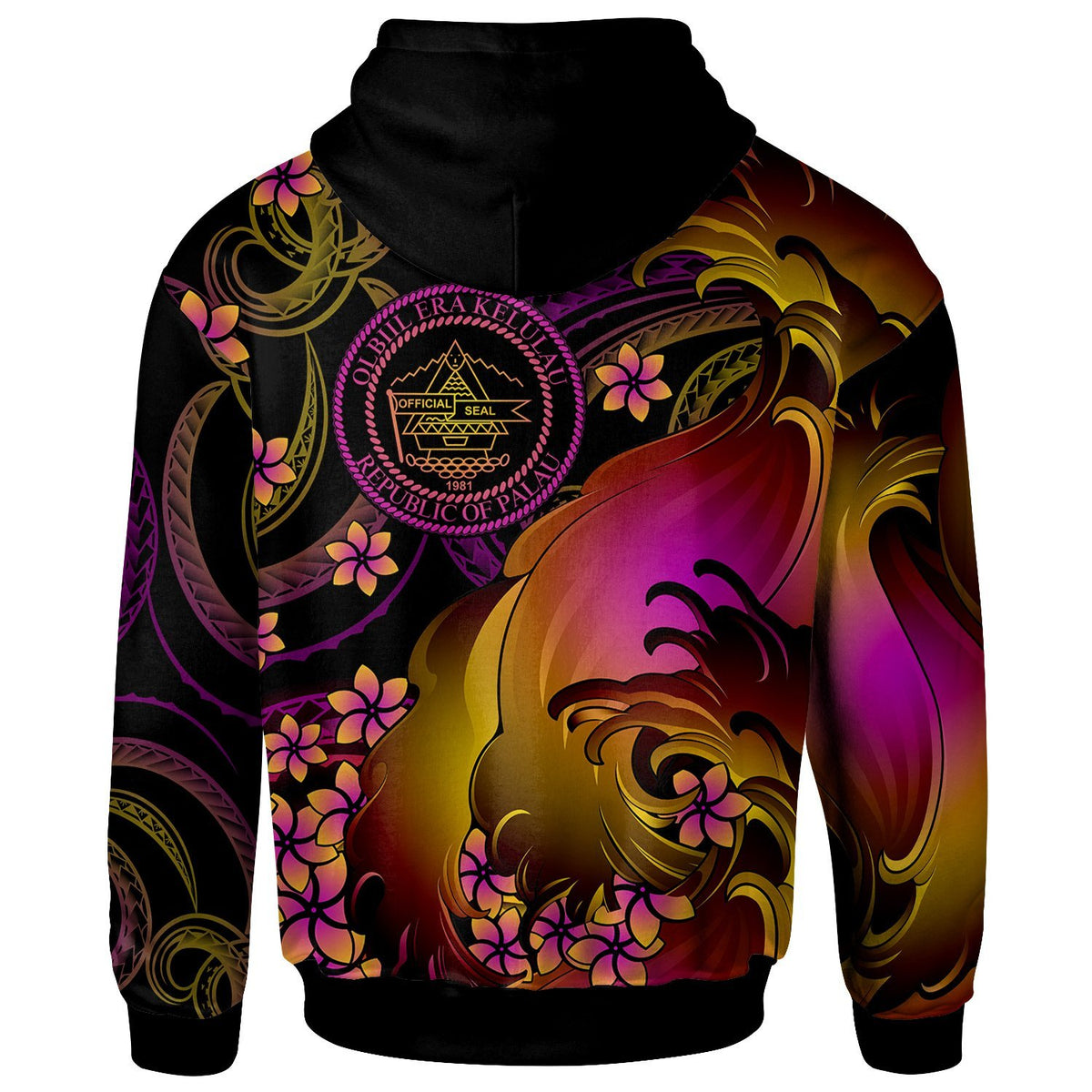 Palau Custom Zip up Hoodie Palau in wave - Polynesian Pride