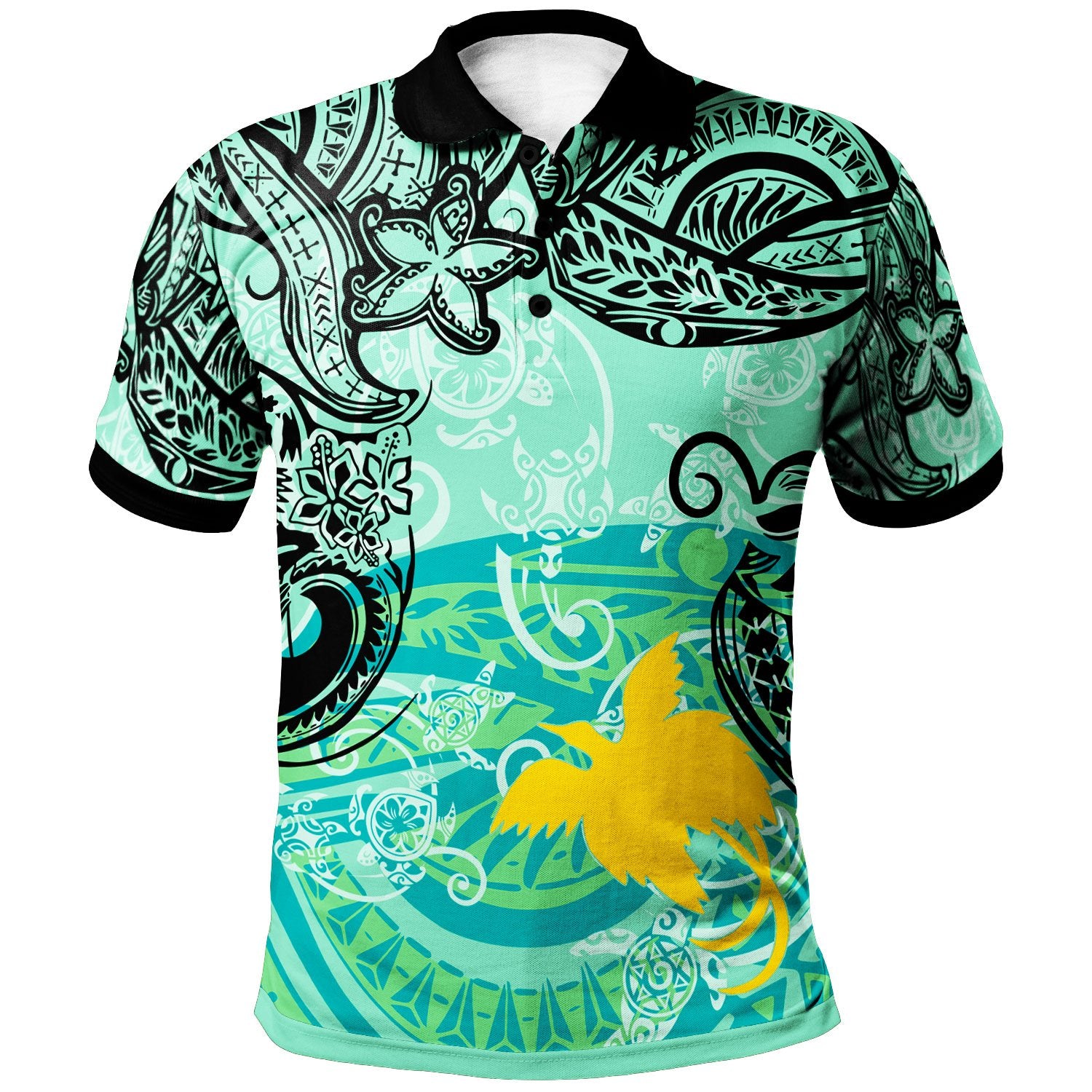 Papua Polo Shirt Vintage Floral Pattern Green Color Unisex Green - Polynesian Pride