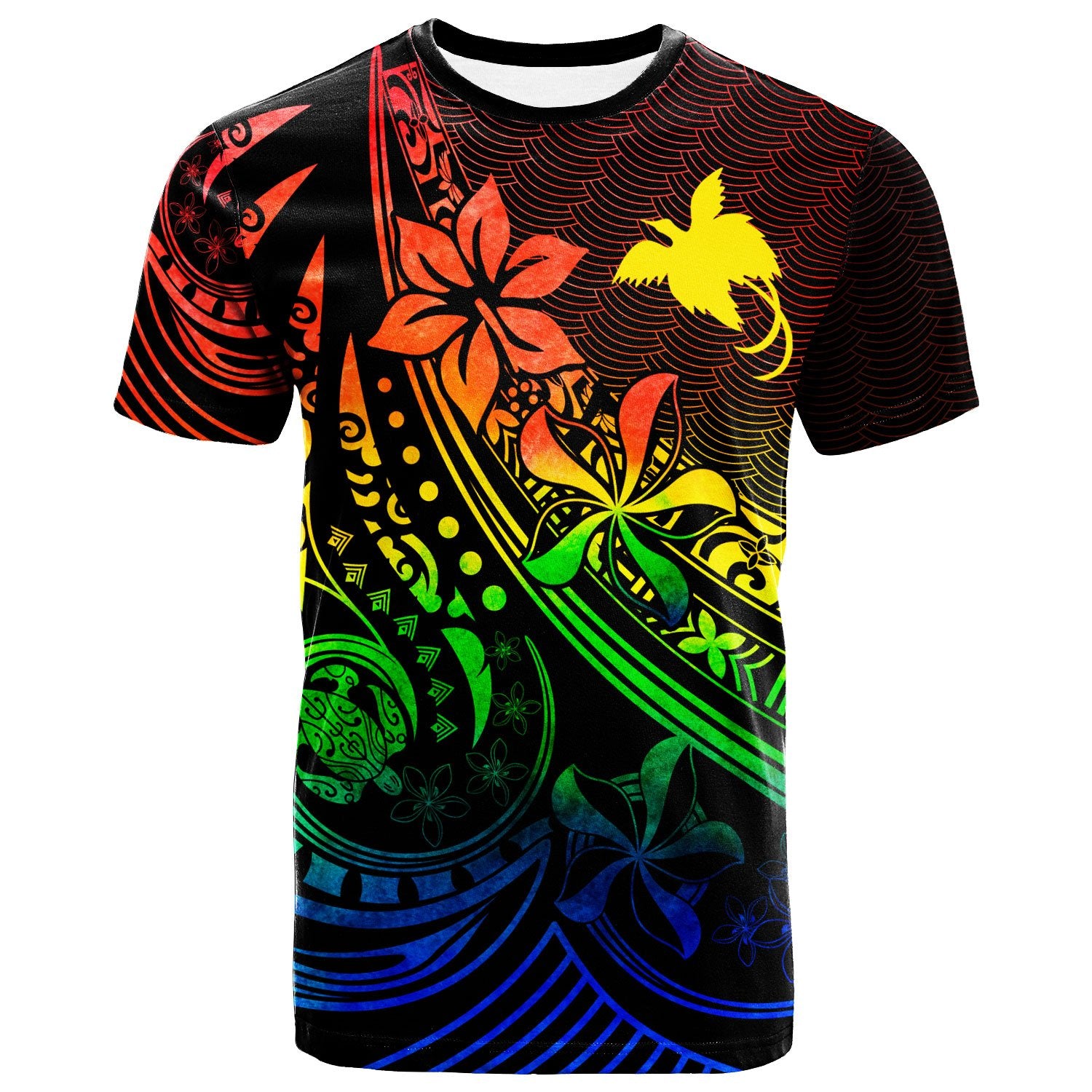 Papua New Guinea T Shirt The Flow Of The Ocean Rainbow Color Unisex Rainbow - Polynesian Pride