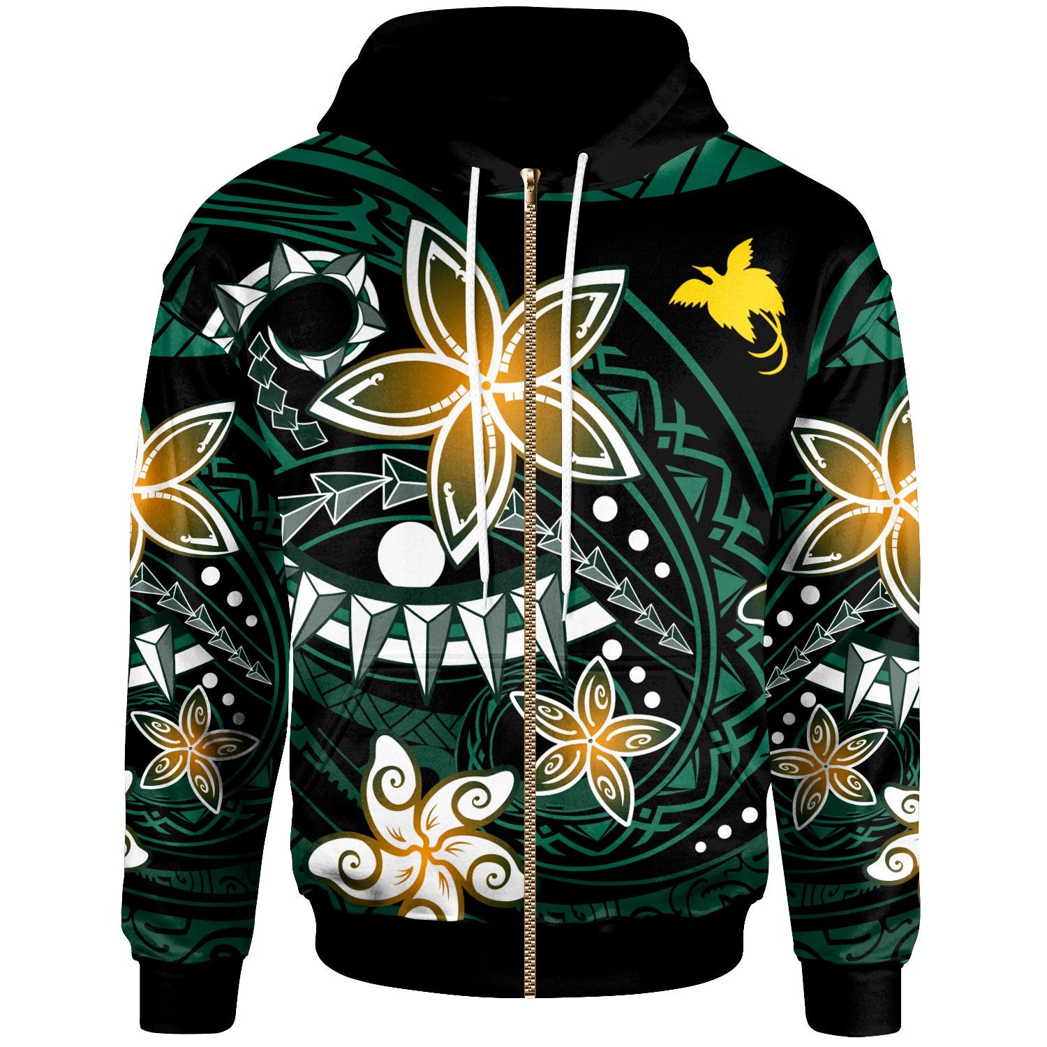 Papua New Guinea Zip Hoodie Spring Style Black Color Unisex Black - Polynesian Pride