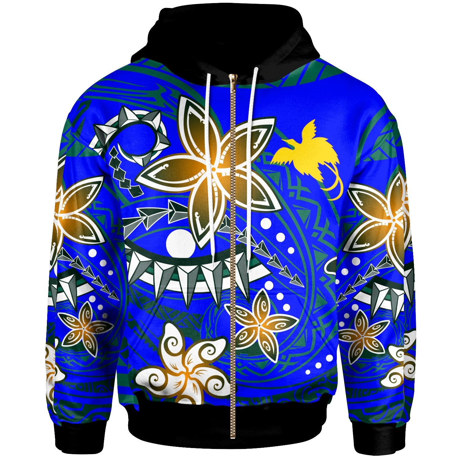 Papua New Guinea Zip Hoodie Spring Style Unisex Blue - Polynesian Pride