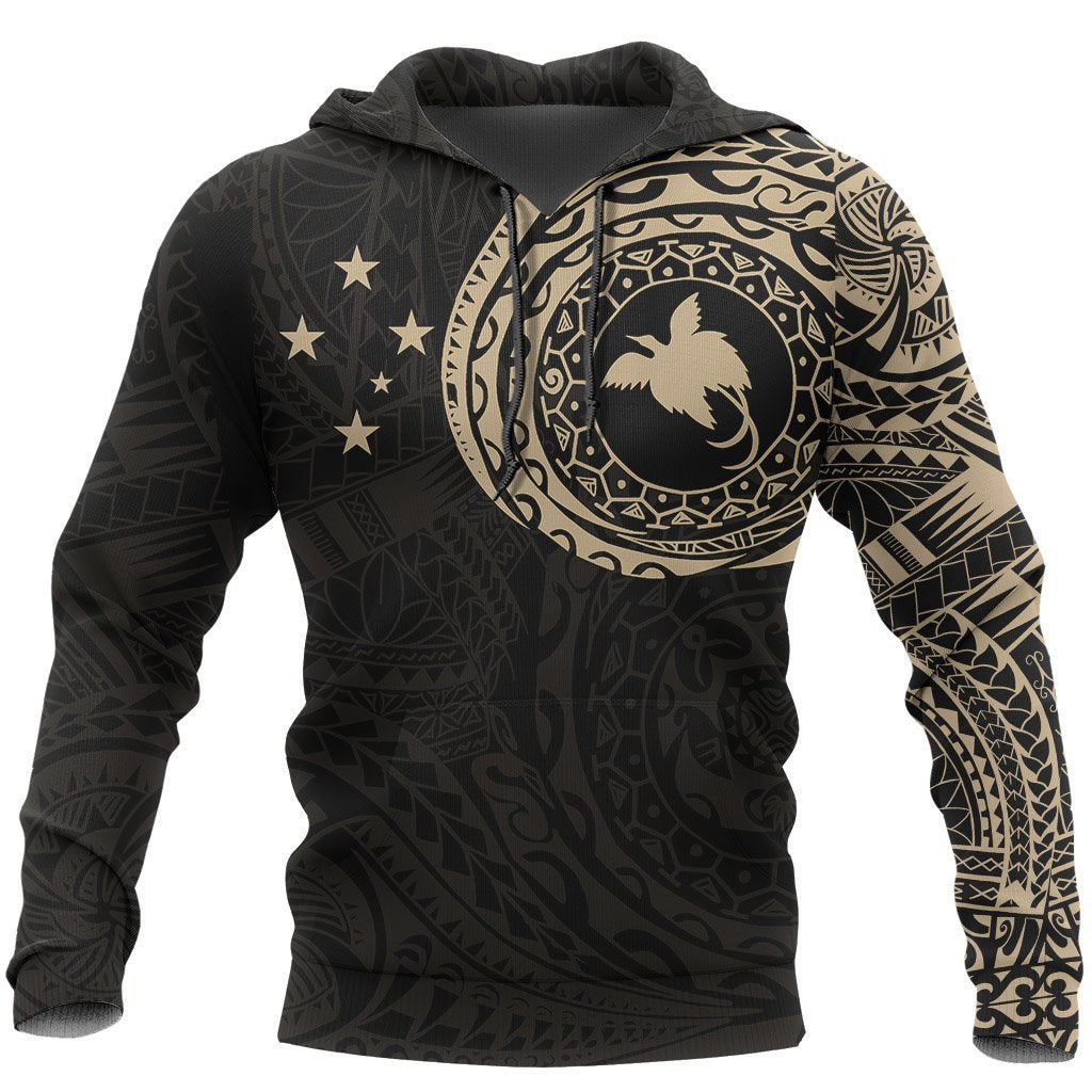 Papua New Guinea Hoodie Papua New Guinea Flag Tattoo Style Unisex Gold - Polynesian Pride