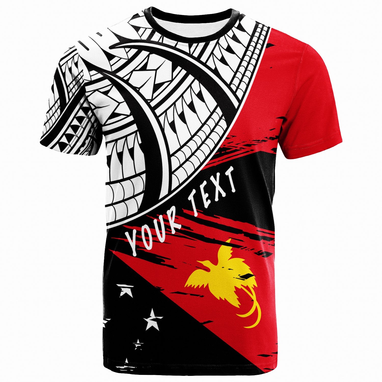 Papua New Guinea Custom T Shirt Papua New Guinea Flag Style With Claw Pattern Unisex Red - Polynesian Pride