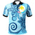 Papua Polo Shirt Tribal Plumeria Pattern Unisex Blue - Polynesian Pride