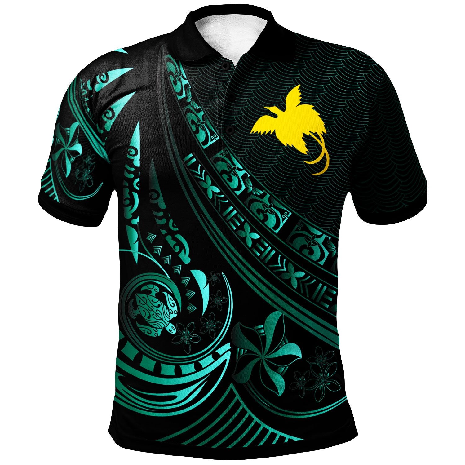 Papua Polo Shirt The Flow Of The Ocean Green Green - Polynesian Pride