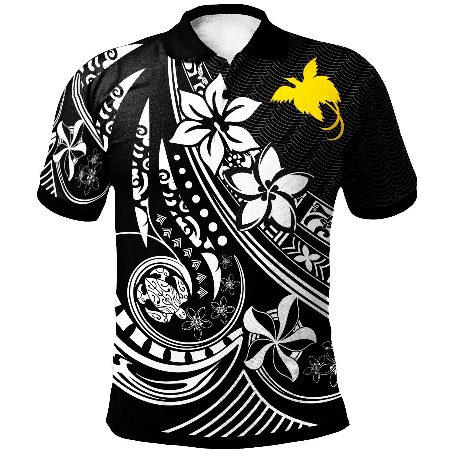 Papua Polo Shirt The Flow Of The Ocean Unisex Black - Polynesian Pride