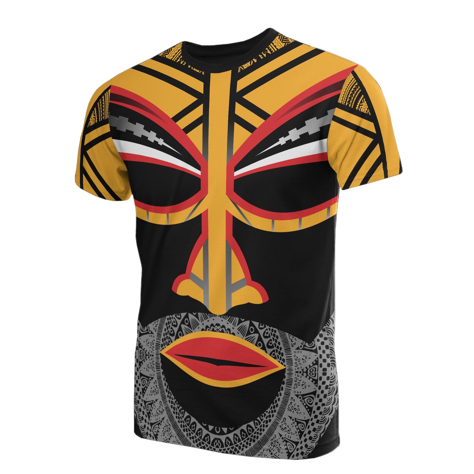 Papua New Guinea Face All Over T Shirt Unisex Black - Polynesian Pride