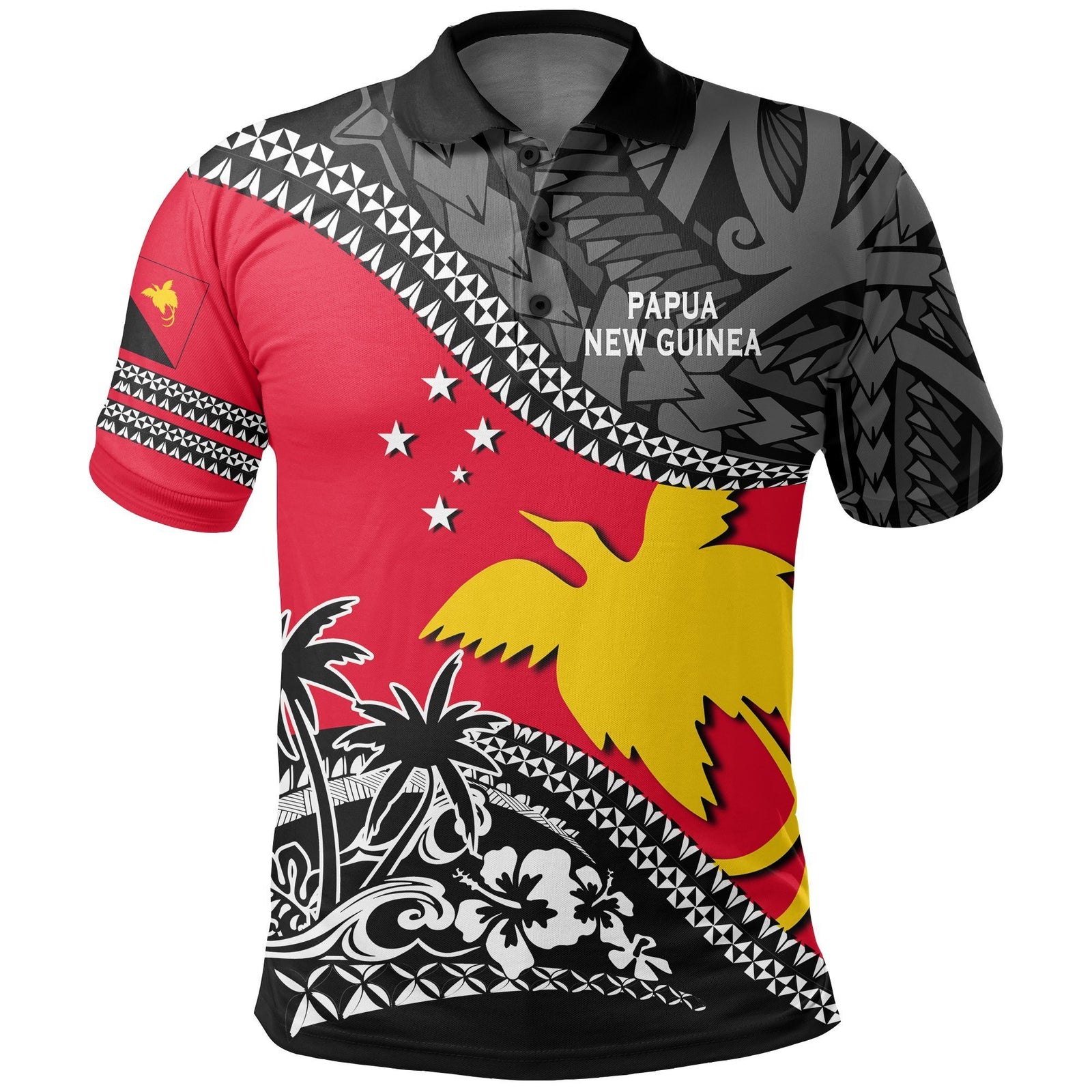 Papua New Guinea Polo Shirt Fall In The Wave K7 Unisex Red - Polynesian Pride