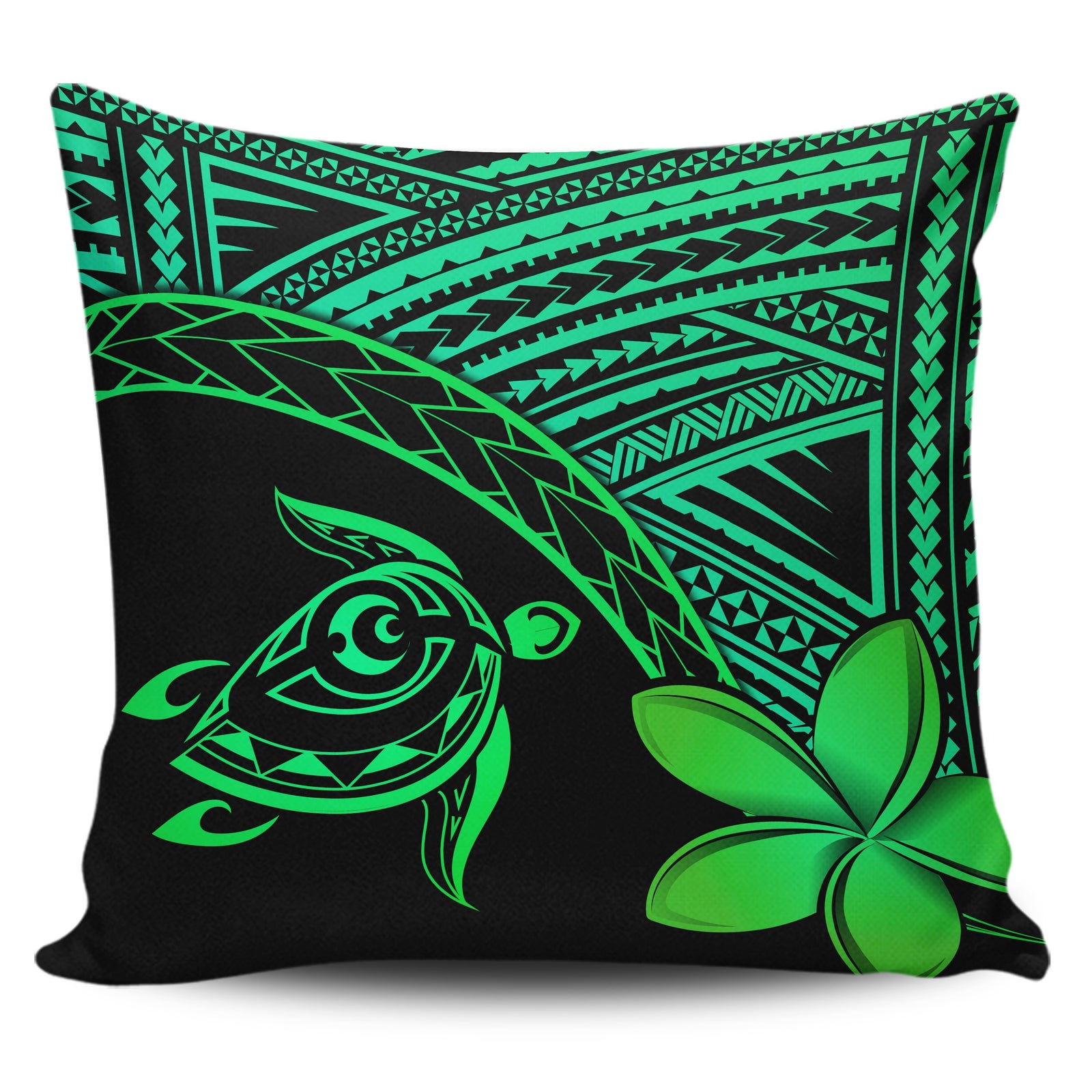hawaiiPillow Cases - Hawaii Turtle Plumeria Green One Size 18"x18"(Twin Sides) Green - Polynesian Pride