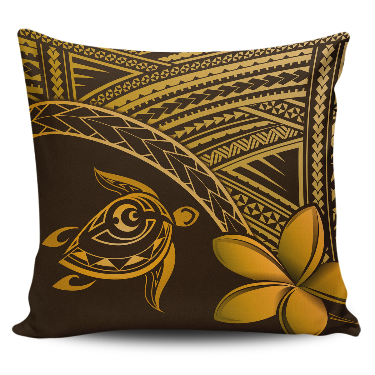 hawaiiPillow Cases - Hawaii Turtle Plumeria Brown One Size 18"x18"(Twin Sides) Brown - Polynesian Pride