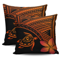 hawaiiPillow Cases - Hawaii Turtle Plumeria Orange One Size 18"x 18" (Twin Sides) (Set of 2) Orange - Polynesian Pride