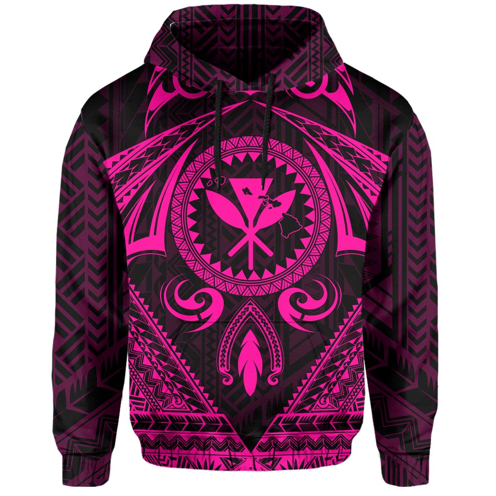 Polynesian Kakau Kanaka Turtle Map Hawaii Hoodie Circle Style Pink - Polynesian Pride