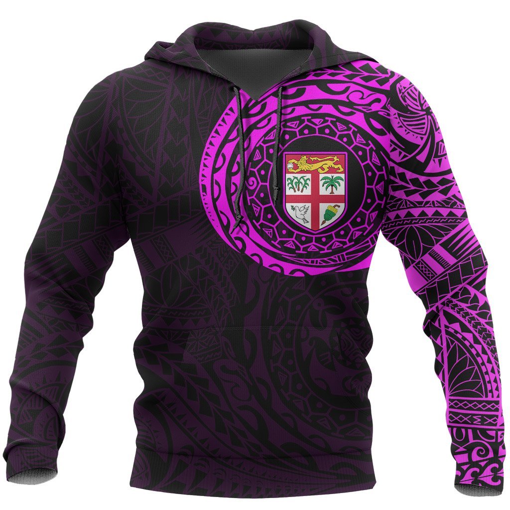 Fiji Hoodie Fiji Seal Polynesian Tattoo Style Pink Unisex Pink & Black - Polynesian Pride