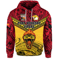 Custom Papua New Guinea Port Moresby Vipers Hoodie Rugby Original Style Red, Custom Text and Number LT8 - Polynesian Pride
