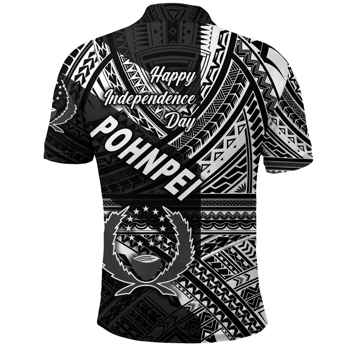 FSM Pohnpei Polo Shirt Happy Independence Day Original Vibes Black LT8 - Polynesian Pride