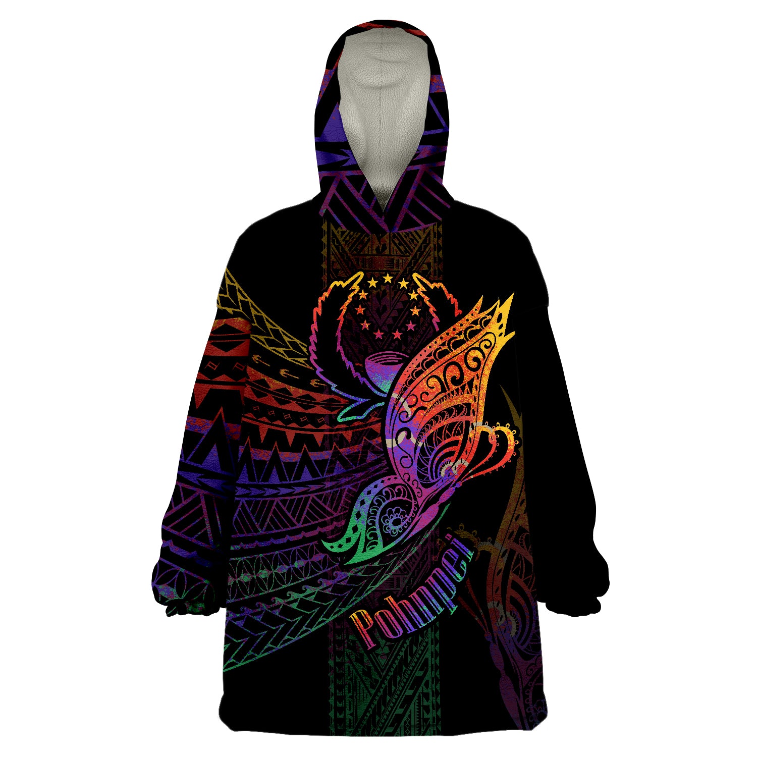 Pohnpei Polynesian Butterfly Style Wearable Blanket Hoodie LT9 Unisex One Size - Polynesian Pride