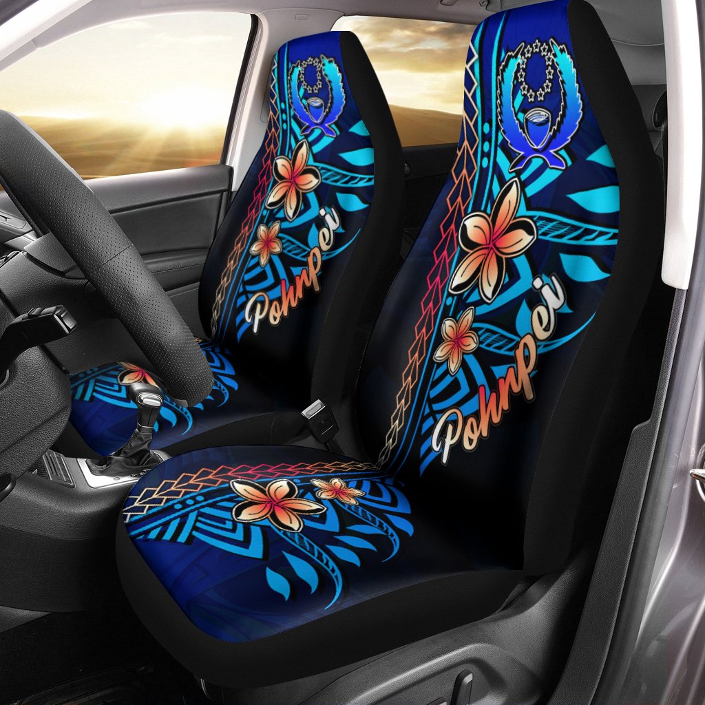 Pohnpei Car Seat Covers - Vintage Tribal Mountain Universal Fit Vintage - Polynesian Pride