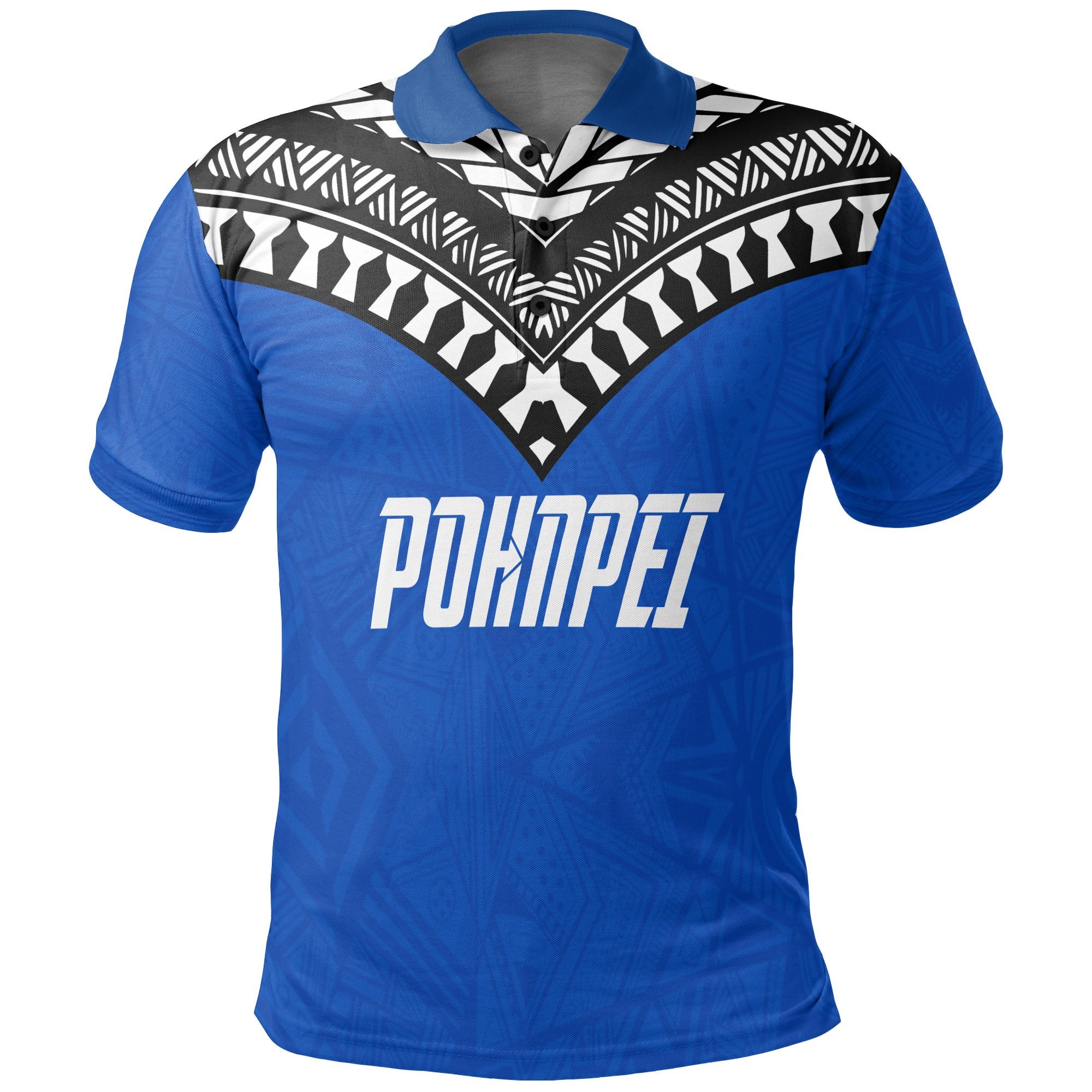 Pohnpei Mens All Over Print Polo Shirt Pohnpei Flag Micronesian Pattern Unisex Blue - Polynesian Pride
