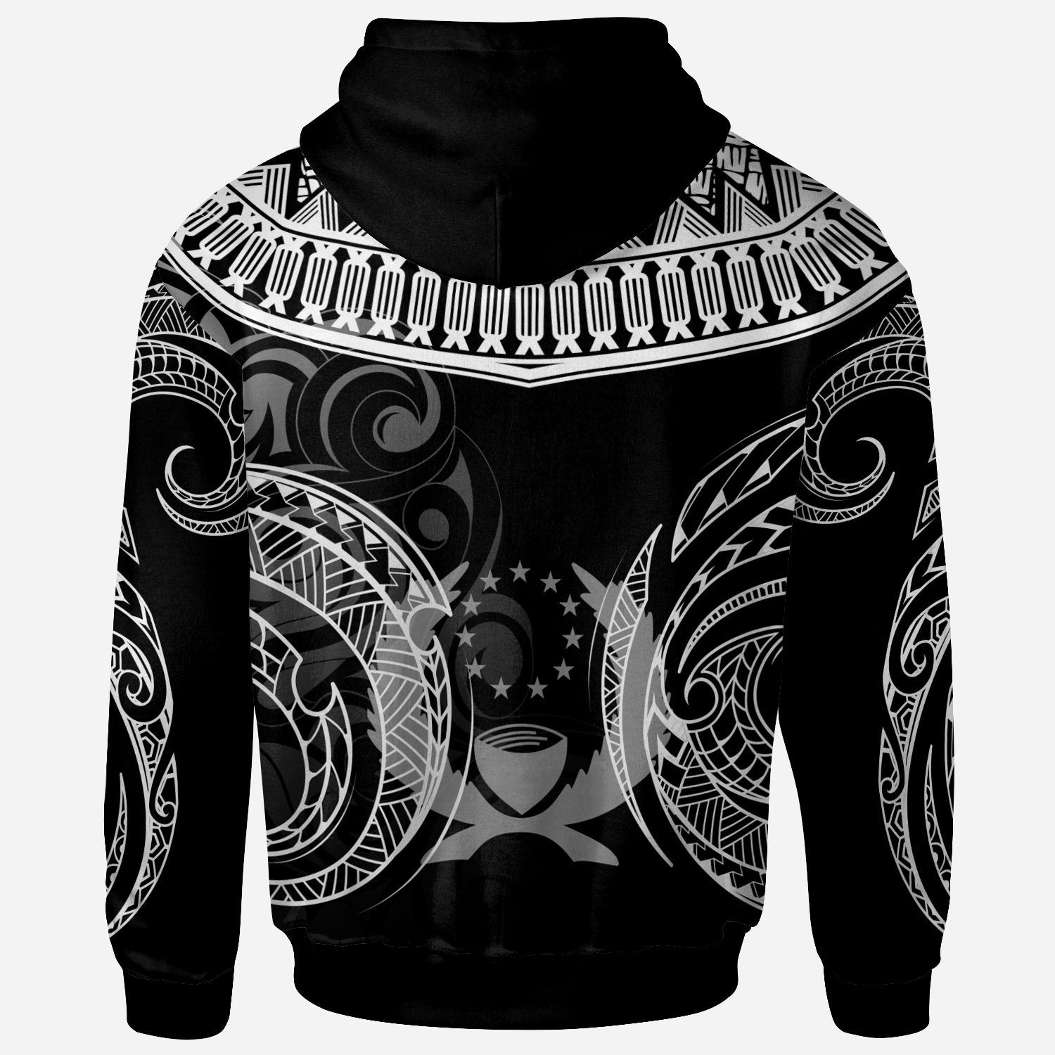 Pohnpei Custom Zip Hoodie Serrated Pattern White Color Unisex Black - Polynesian Pride