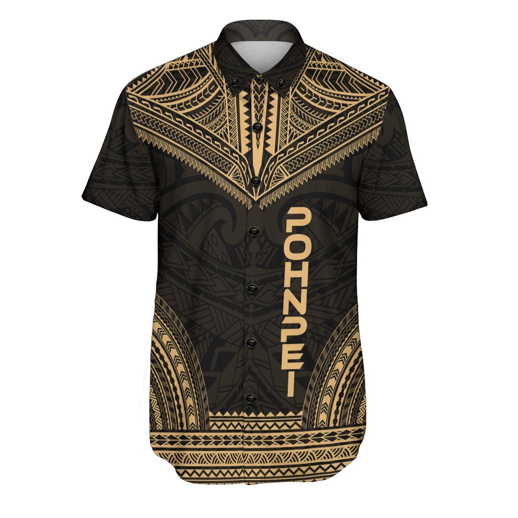 Pohnpei Polynesian Chief Shirt - Gold Version Men Gold - Polynesian Pride