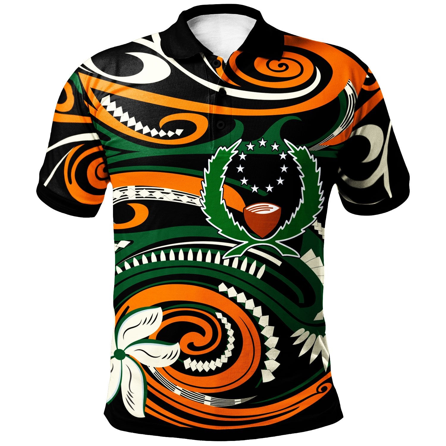 Pohnpei Polo Shirt Vortex Style Unisex Orange - Polynesian Pride