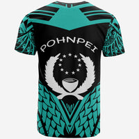 Pohnpei Custom T Shirt Unique Eagle Feather Texture Black Blue - Polynesian Pride