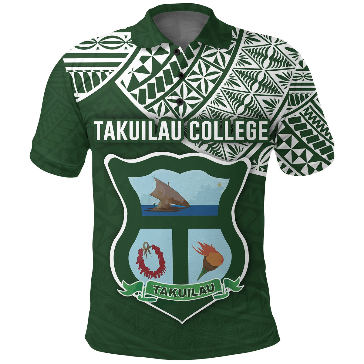 (NANIVI SILI) Takuilau College Polo Shirt Tonga Pattern LT4 - Polynesian Pride