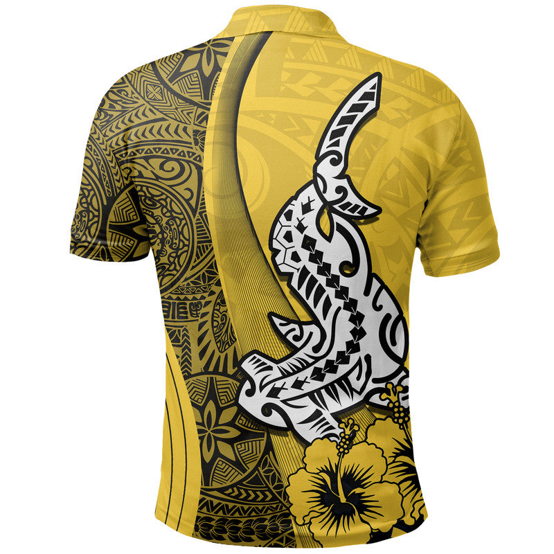 Hawaiian Shark Polynesian Polo Shirt Vibe Yellow Style LT6 - Polynesian Pride