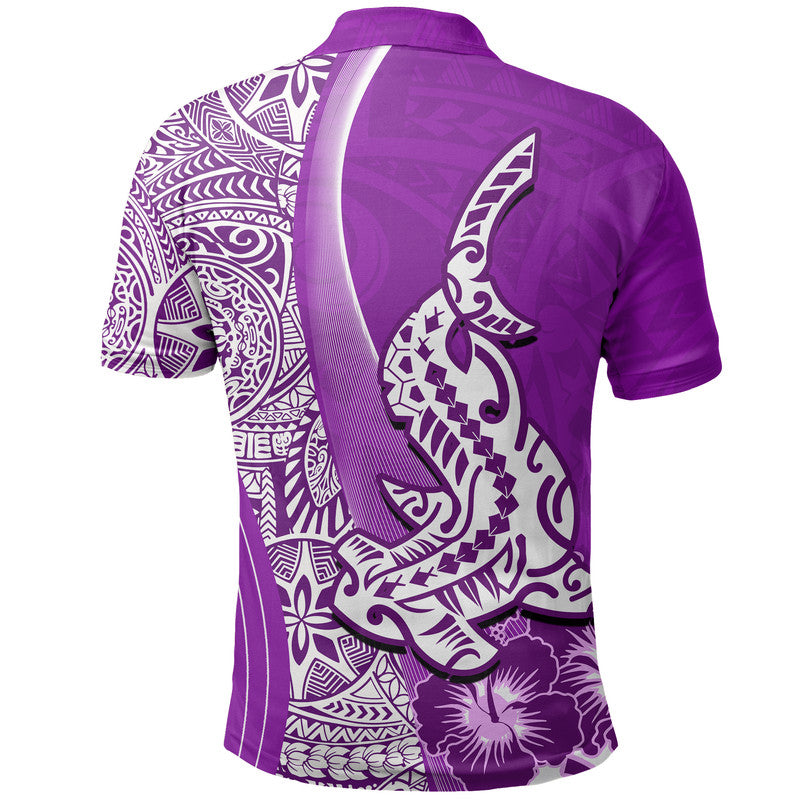 Hawaiian Shark Polynesian Polo Shirt Vibe Purple Style LT6 - Polynesian Pride