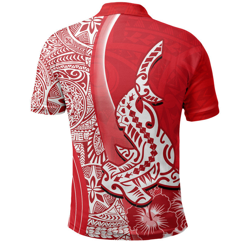 Hawaiian Shark Polynesian Polo Shirt Vibe Red Style LT6 - Polynesian Pride