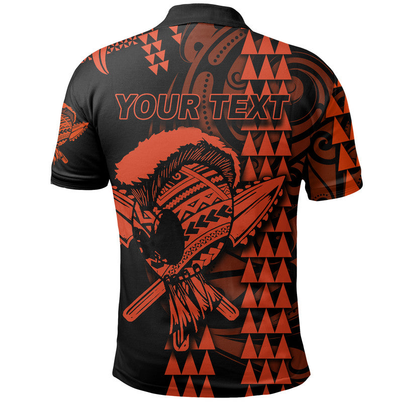 Custom Hawaii Polynesian Warrior Kakau Polo Shirt Orange LT6 - Polynesian Pride