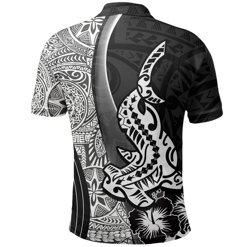 Hawaiian Shark Polynesian Polo Shirt Vibe Black Style LT6 - Polynesian Pride