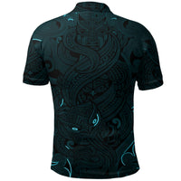 New Zealand Polo Shirt, Maori Gods Golf Shirt, Tumatauenga (God of War) Blue - Polynesian Pride