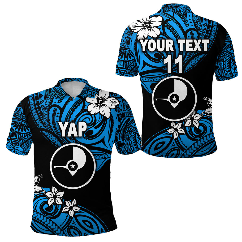 Custom FSM Yap Polo Shirt Unique Vibes Blue LT8 Unisex Blue - Polynesian Pride