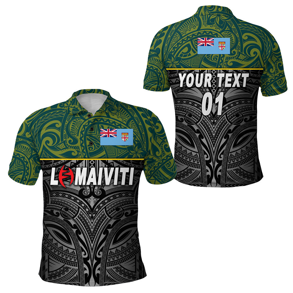 Custom Fiji Lomaiviti Rugby Polo Shirt Original Style, Custom Text and Number LT8 Unisex Green - Polynesian Pride