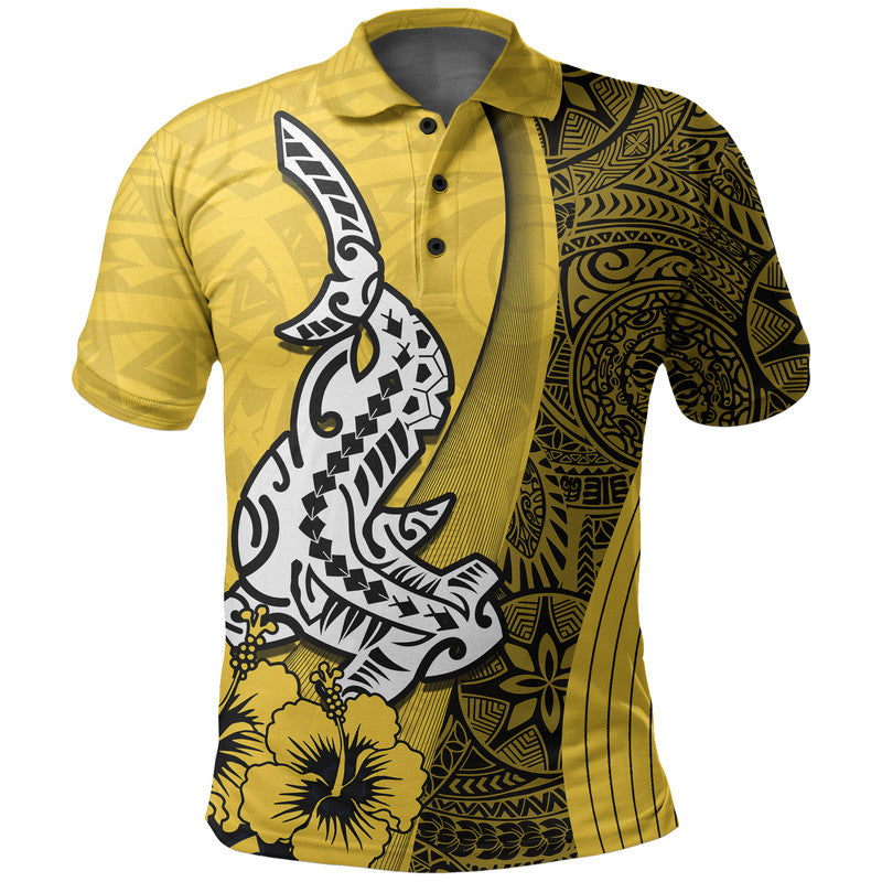 Hawaiian Shark Polynesian Polo Shirt Vibe Yellow Style LT6 Yellow - Polynesian Pride