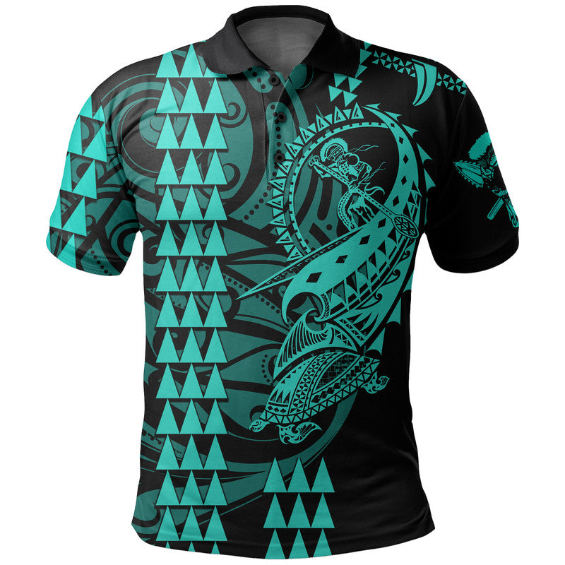 Custom Hawaii Polynesian Warrior Kakau Polo Shirt Green LT6 Green - Polynesian Pride