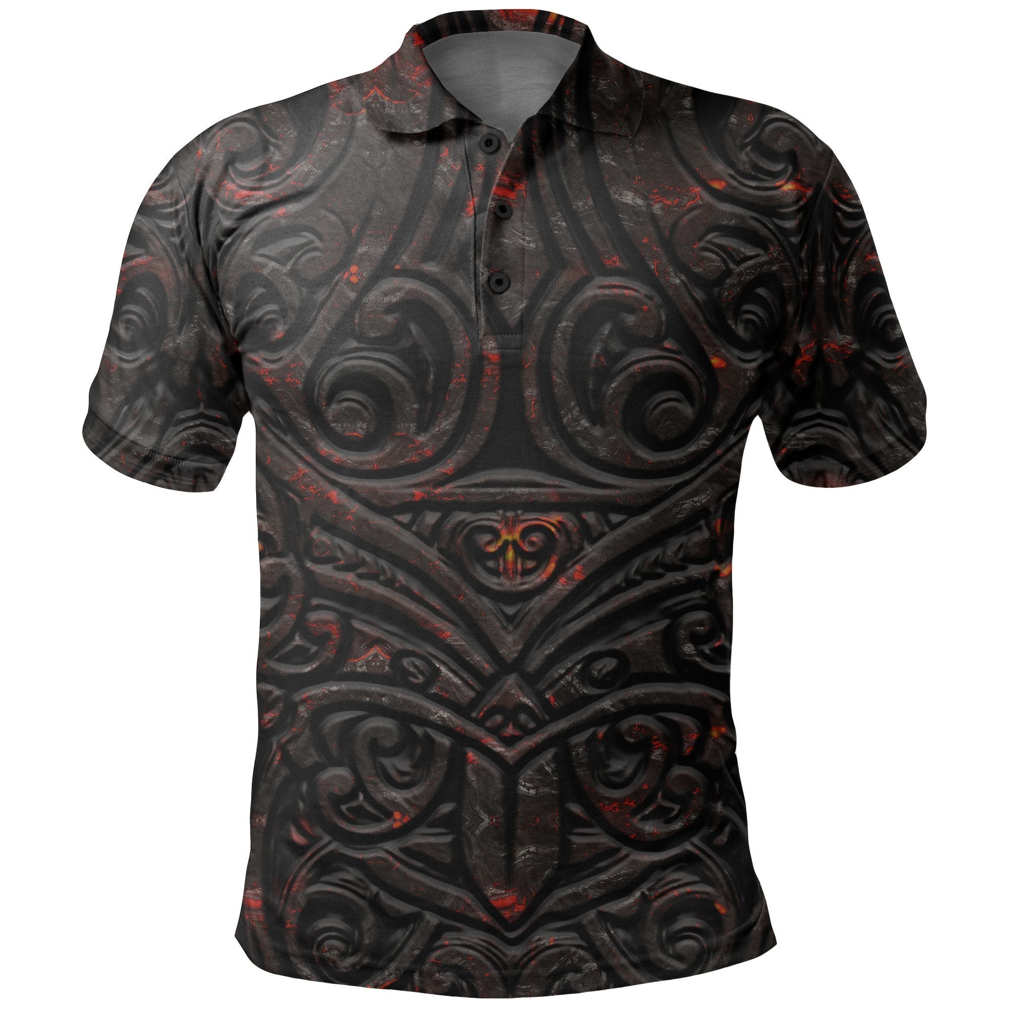 New Zealand WarriorsPolo Shirt Maori Tiki Vocalno Style Unisex Black - Polynesian Pride