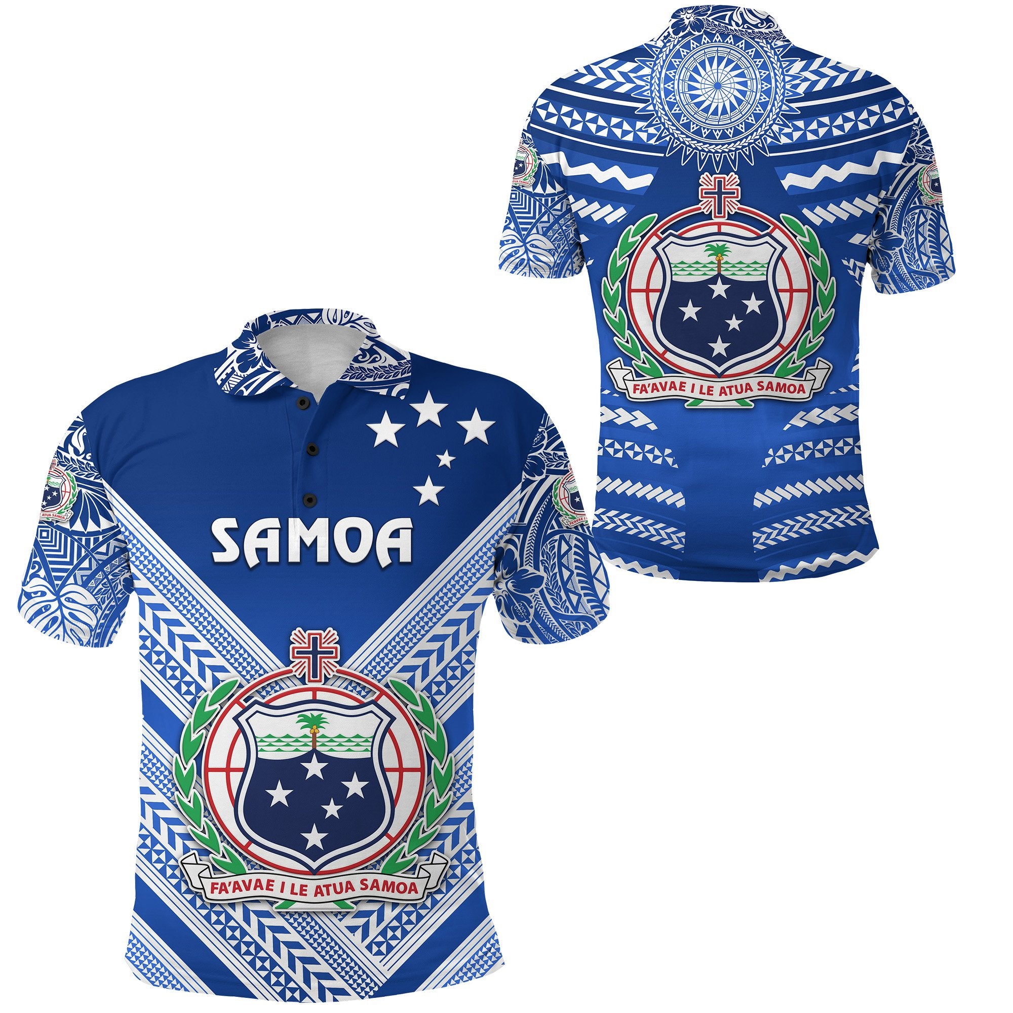 Manu Samoa Rugby Polo Shirt Creative Style Full Blue Unisex Blue - Polynesian Pride