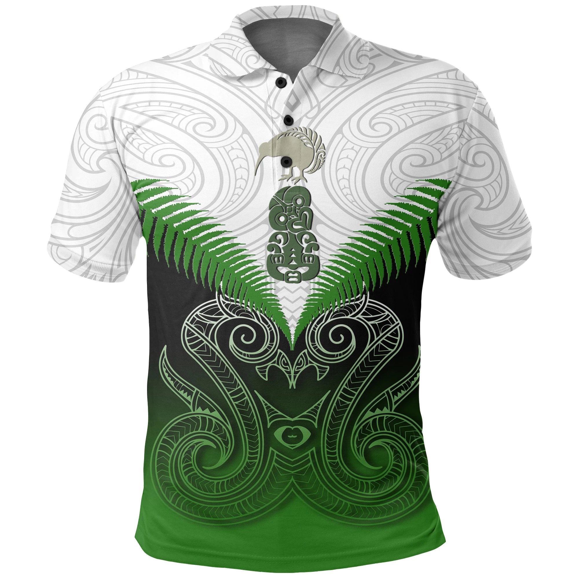 New Zealand Maori Manaia Polo Shirt Green Unisex Black - Polynesian Pride